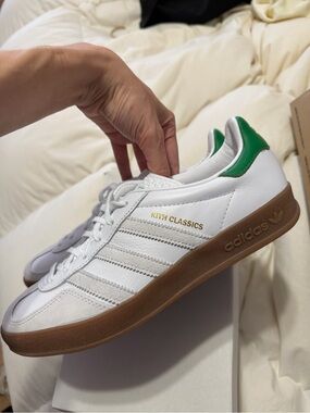 Adidas “kith” gazelle indoor sneakers with Green Heel and Gum Sole
